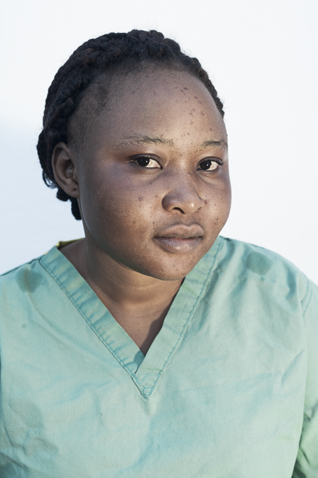 Nemahun Nabie. Nurse. Worker of the Ebola Treatement Center of Moyamba. Sierra Leone.